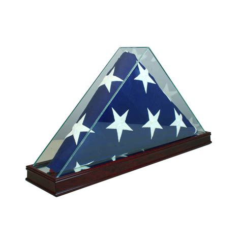 REAL GLASS CHERRY WOOD 5 x 9.5 FLAG DISPLAY CASE Burial Funeral ...