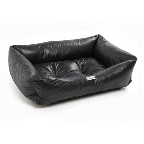 Chilli Dog Black Faux Leather Sofa Dog Bed | British Made Dog Bed from ...