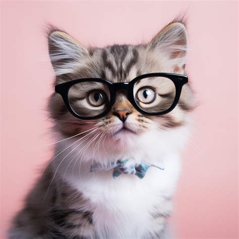 Premium AI Image | Closeup portrait of funny cat wearing glasses ...