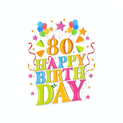 80 years happy birthday logo with balloons, vector illustration 80th ...