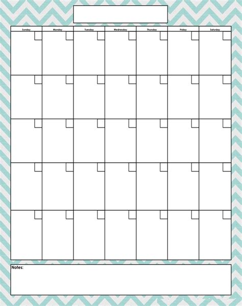 Monthly Calendar Template Printable