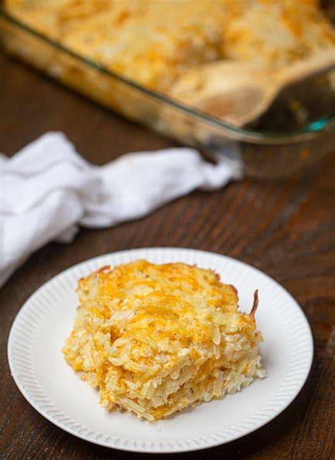 Cracker Barrel Hash Brown Casserole on white plate | Breakfast recipes ...