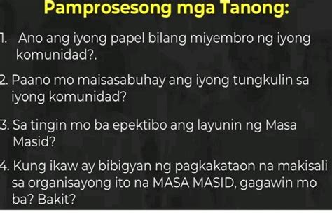 Pamprosesong Mga Tanong 1 Ano Ang Iyong Papel StudyX