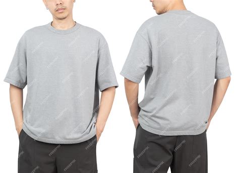 Premium Photo | Young man in grey oversize t-shirt mockup front and ...