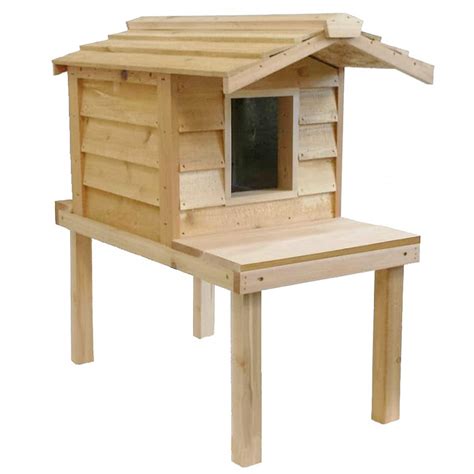 Feral Cat House for Outdoor Cats Elevated with Extended Roof