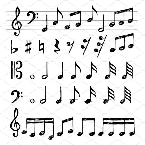 Music notes collection. Treble clef | Background Graphics ~ Creative Market