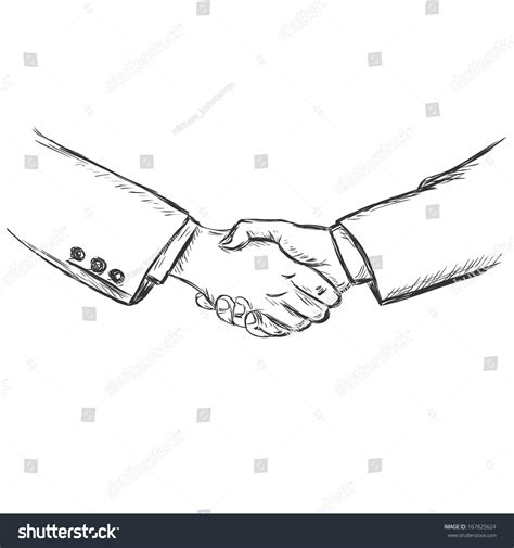 Vector Sketch Illustration Business Handshake Stock Vector (Royalty ...