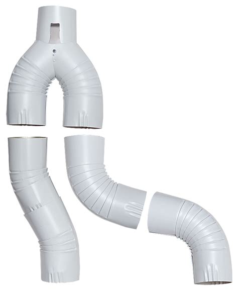 Downspout Diverter, Round, 3 inch, White, OffSet