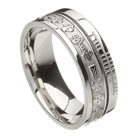 Celtic Cross Faith White Gold Band - Celtic Wedding Rings - Rings from ...