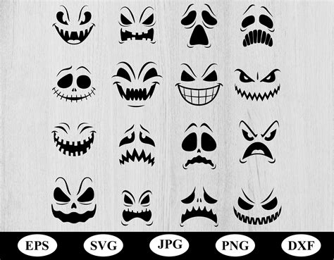 Hand Drawn Monster Face Sets Bundle Svg, Halloween Horror Scary Emoji ...