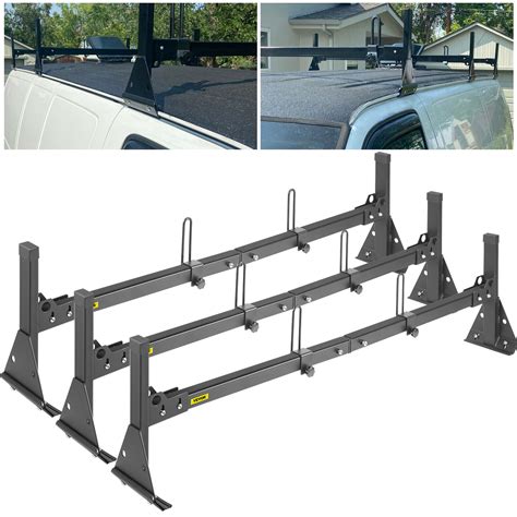 VEVOR Van Ladder Roof Racks, 3 Bars, 661 LBS Capacity, Adjustable Matte ...