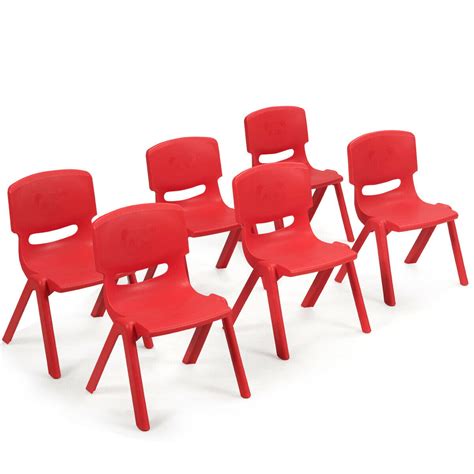 Gymax 6-pack Kids Plastic Stackable Classroom Chairs Indoor/Outdoor ...