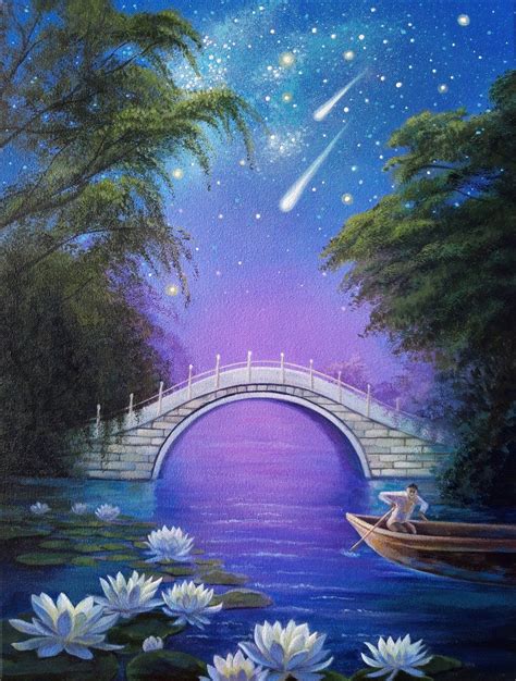 "The mystery of the night", landscape art, night sky painting (2020 ...