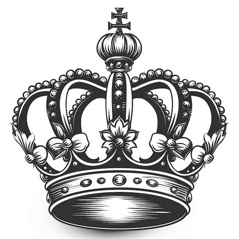 Premium Photo | A black and white drawing of a crown with a crown on it