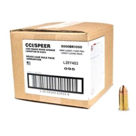 CCI 9mm Ammunition Blazer Brass CCI52002 115 Grain Full Metal Jacket ...