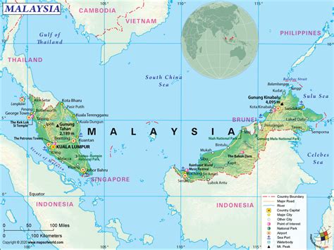 Physical Map Of Malaysia Malaysia World Map Map Malaysia Truly Asia ...