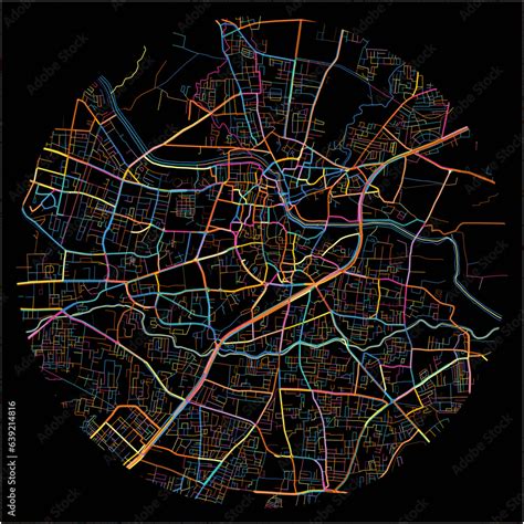 Colorful Map of Nashik, Maharashtra with all major and minor roads ...