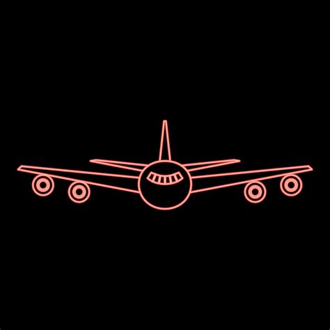 Neon airplane red color vector illustration flat style image 7426781 ...