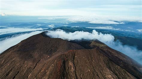 Aerial view of Mount Slamet or Gunung Slamet is an active stratovolcano ...