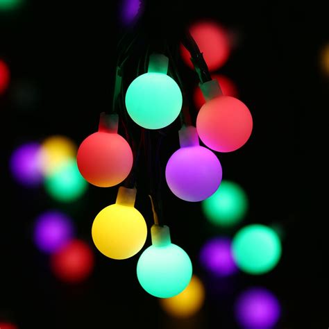 Globe Solar Powered Christmas Lights 21ft 50LED Multi Color Ball String ...