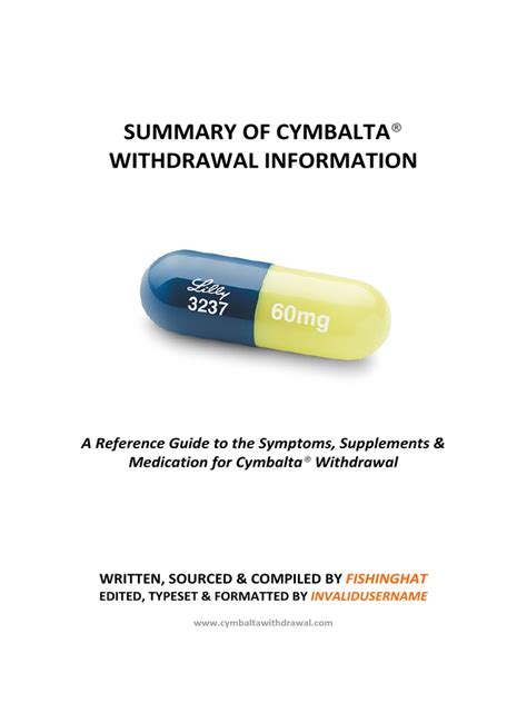 Summary of Cymbalta Withdrawal Information | PDF | Drugs | Pharmacology