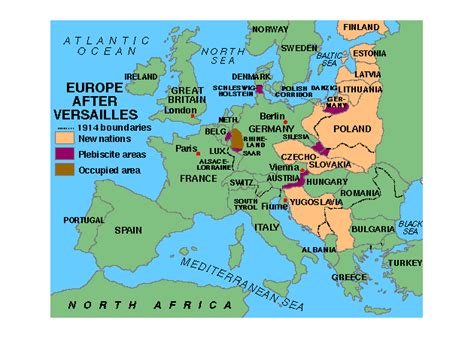 A map of Europe after the Treaty of Versailles was signed. New ...