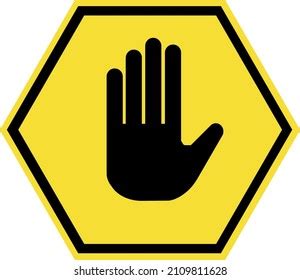 Yellow Stop Sign Hand Symbol Stock Vector (Royalty Free) 2109811628 ...