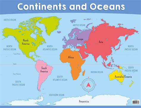 Continents And Oceans Printable Map