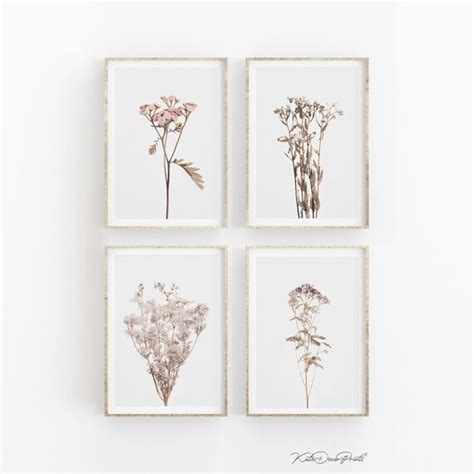 Wildflower Prints Botanical Wall Art Set Of 4 Prints | Etsy