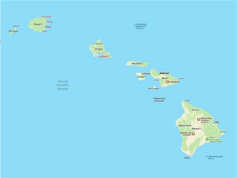 Hawaiian Islands Map With Names - Vikki Jerrilee