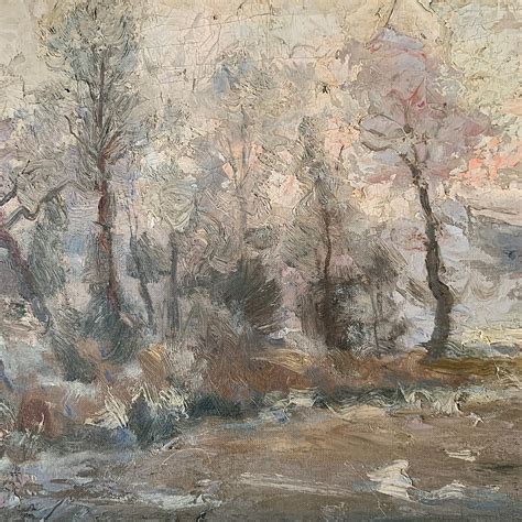 Impressionist Winter Landscape - Antique Oil Painting - Antique Oil ...