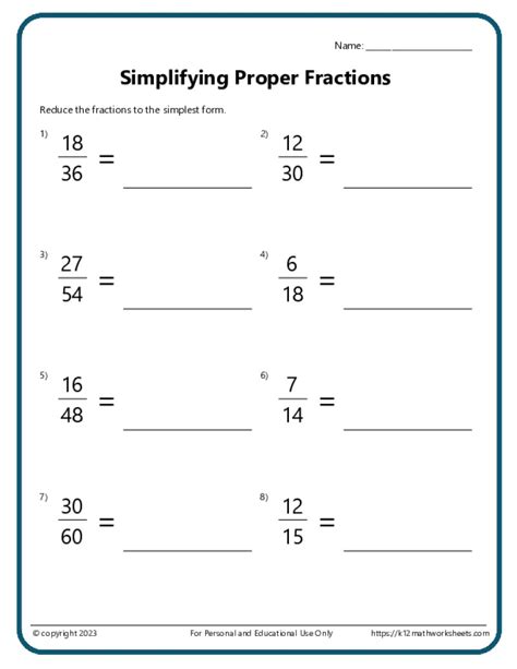 Fractions Worksheets - K12 Math Worksheets