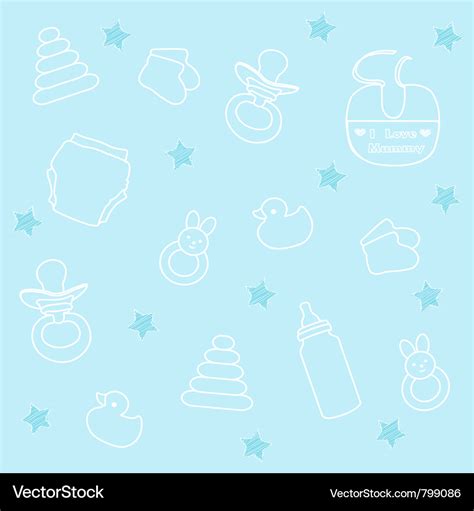 Baby boy elements blue background Royalty Free Vector Image