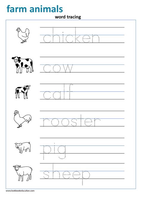 Farm Animal Tracing Worksheets