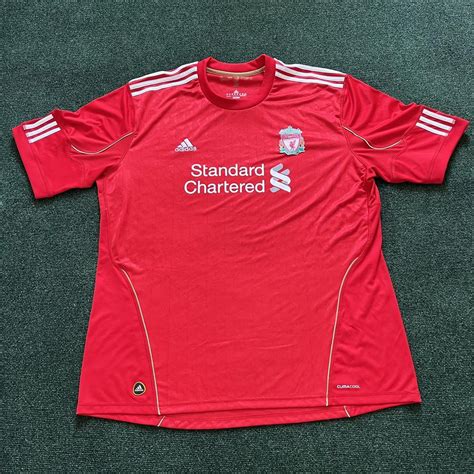 Adidas LIVERPOOL Red Jersey Home 10-11 Football... - Depop