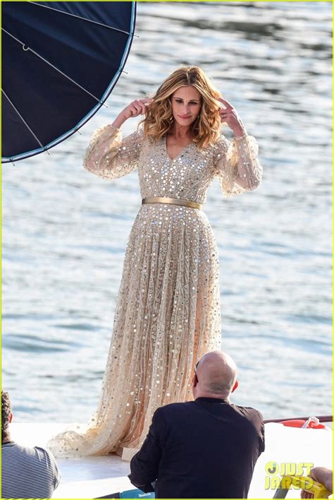 Julia Roberts Glitters In A White Dress While Filming New Lancôme ...