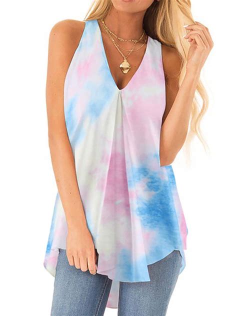 Cyber Monday Deals 2021 Plus Size Women's Tie Dye V Neck Printed ...