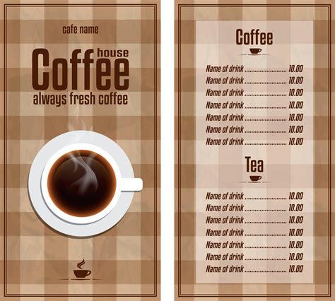 Coffee House menu with a cup. Always fresh coffee. Cafe design menu ...