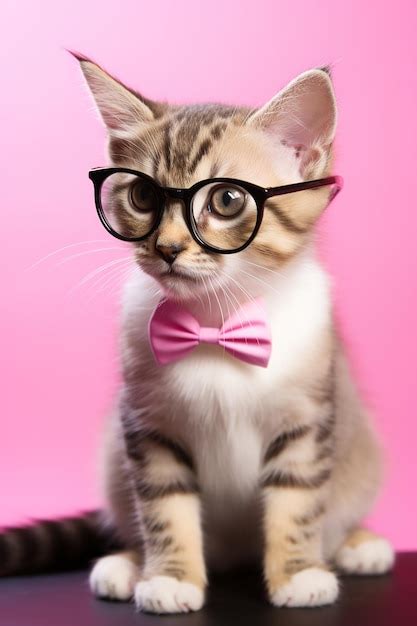 Premium AI Image | Closeup portrait of funny cat wearing glasses ...