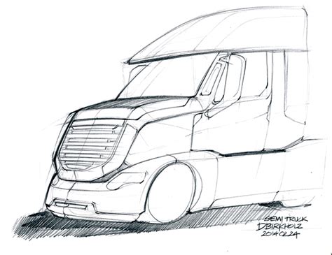 Semi Truck Sketch at PaintingValley.com | Explore collection of Semi ...