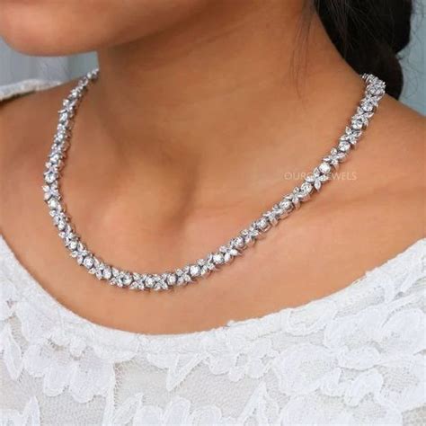 Marquise & Round Cut Lab Grown Diamond Choker Necklace For Wife at Rs ...