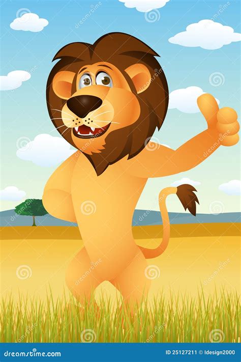 Funny lion cartoon stock vector. Illustration of character - 25127211