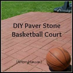 A mom's DIY backyard basketball court from paver stones Backyard Court ...