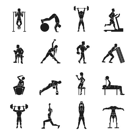 Workout Black And White Set 467967 Vector Art at Vecteezy