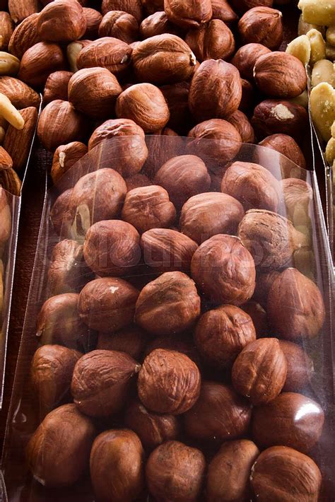 Raw hazelnuts close up | Stock image | Colourbox