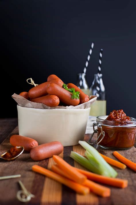 Cocktail Franks with Roast Tomato Chutney and Crudité – Don