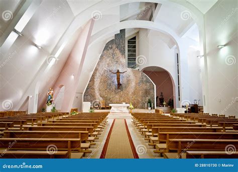 The Interior Of A Church With An Altar Stock Photography ...