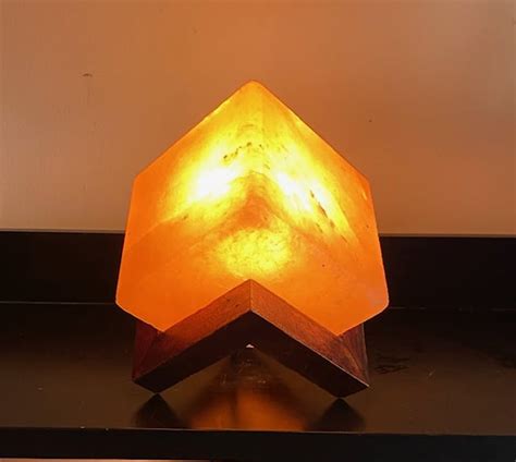 Cube Himalayan Salt Lamp on Timber Stand - Rock Salt Lamps