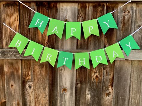 Happy Birthday Banner Green Birthday Banner Shades of Green - Etsy