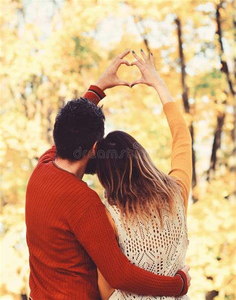 Couple in Love Show Heart Sign with Fingers Stock Image - Image of ...